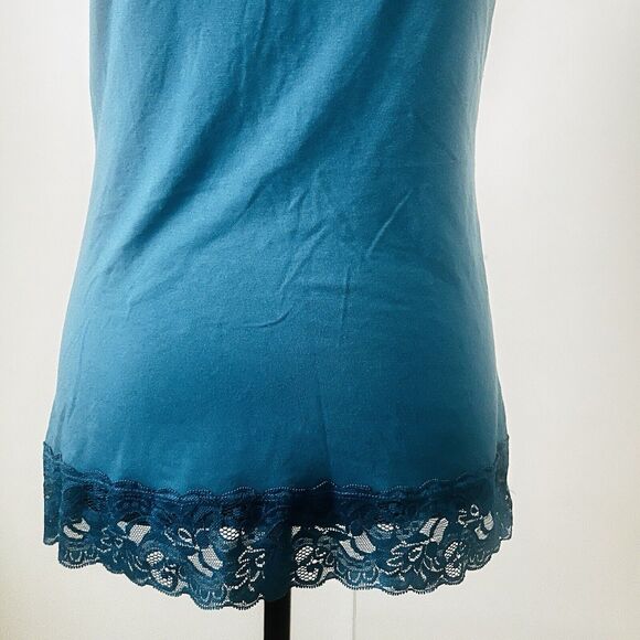 HALOGEN Teal Lace-Trimmed Camisole Tank Top Basic Medium - Picture 3 of 5